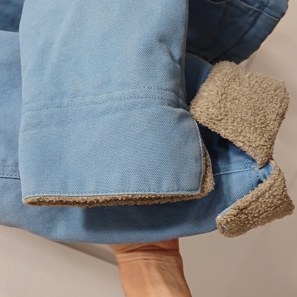 Jean Jacket Denim Light Blue Gray Sherpa Gander Mountain Guide Workwear Coat - Picture 7 of 9